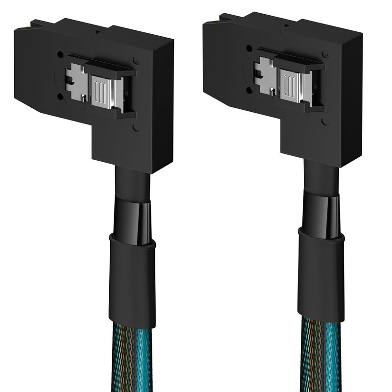MITATTOK Mini SAS Cable SFF-8087 Left-Angle to Left-Angle Cable 26" (66cm) 12Gbps SAS 3.0 | RAID Controller to Backplane Server & Storage Compatible - Image 1